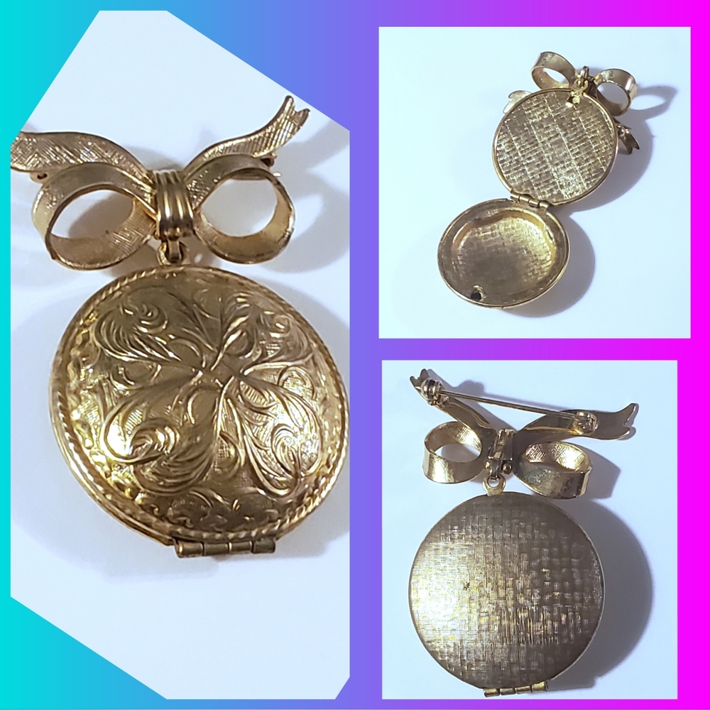 Vintage Avon Perfume Locket Brooch In 1960's Gem